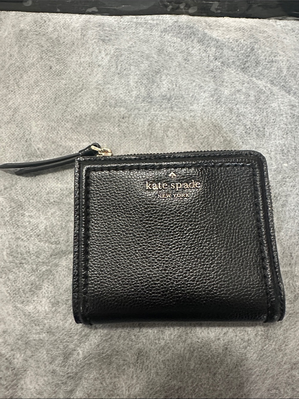 kate spade Black Pebbled Leather Zip-Around Wallet